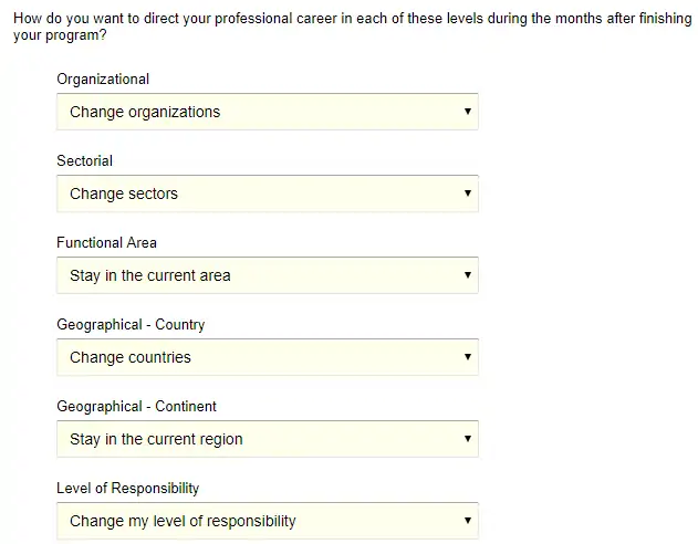 9) The orientation of your professional career plans following graduation.