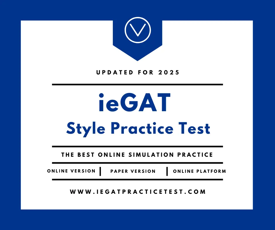Screenshot of ieGAT Practice Test online tests interface