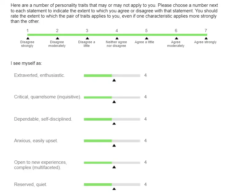  11) Then, you must complete a brief personality test.